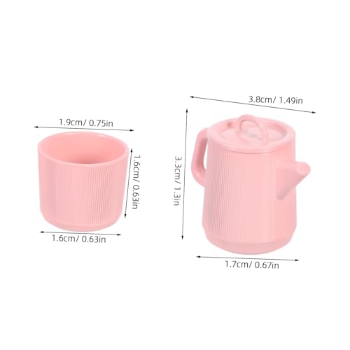 Kisangel Teiliges Miniatur Tee-Set aus Robustem Metall Realistische Mini Teekanne und Tassen für Puppenhaus Foto-Requisite und Kreative Dekoration im Zarten Pastellrosa von Kisangel