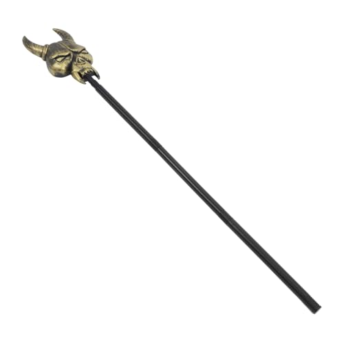 Kisangel Totenkopfstock dekorative Anzieh-Requisite mit Halloween Vintage Requisitenstock Stöcke Halloween-Accessoires Stock für Cosplay Party-Cosplay-Krücke Rohrstütze Abs von Kisangel