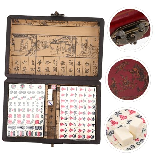Kisangel Tragbares Mahjong Spielset Kleines Reise Brettspiel mit Aufbewahrungsbox Leichtes Traditionelles Chinesisches Mahjong Spiel für Camping Party und Geselligkeit von Kisangel