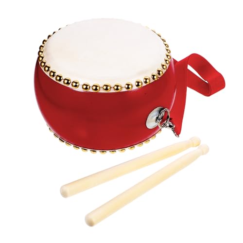 Kisangel Trommelspielzeug mit Riemen und Sticks Cowhide Holztrommel Percussion Instrument Farbenfroh Handlich Fördert Hand Auge Koordination und Musikalisches Interesse Geschenkidee von Kisangel