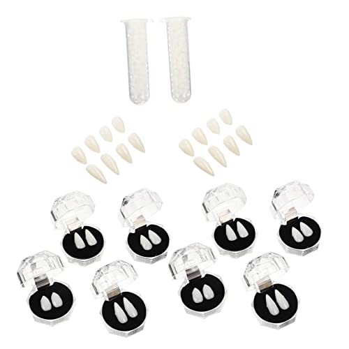 Kisangel Vampirzähne Set für Halloween Teiliges Cosplay Zubehör mit Verschiedenen Realistische Fangs mit Klebeperlen für Grusel für Kostümpartys und Maskeraden von Kisangel