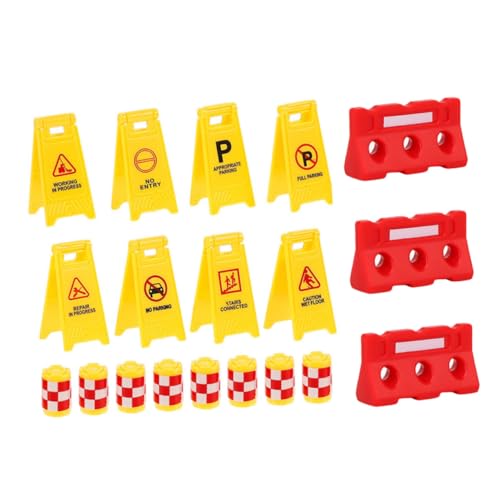 Kisangel Verkehrszeichen Spielset mit Gelben Sicherheitskegeln Roten Absperrungen und Englischen Warnschildern Pädagogisches Verkehrserziehungs Kleinkinder zur Spielerischen von Kisangel