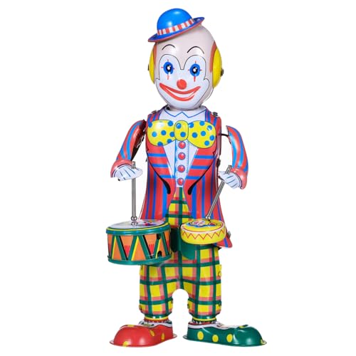 Kisangel Vintage Clown Figur Wind Up mit Trommel Retro Deko für Party Spielerisch Koordination und Fantasie von Kisangel