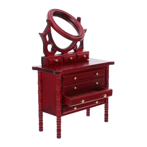 Kisangel Vintage Holz Kommode für Puppen Schlafzimmer und Wohnzimmerszenen Detaillierte Miniatur Schminkkommode von Kisangel