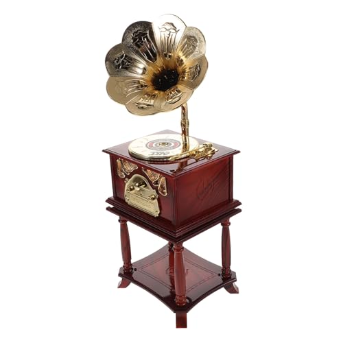Kisangel Vintage Mini Gramophon Musikbox mit Eleganten Schnitzereien Retro Tischdekoration für Musikliebhaber und Sammler Perfektes für Besondere Anlässe von Kisangel