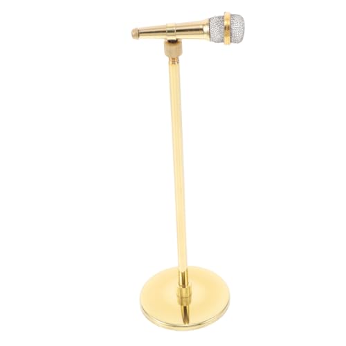 Kisangel Vintage Miniaturmikrofon aus Kupfer Verstellbares Mikrofonmodell für Musik und Wohnkultur Realistisches Accessoire für Retro Stil von Kisangel