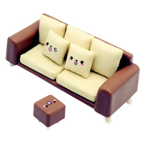 Kisangel Vintage Sofa und Hocker für Puppenhaus DIY Wohnzimmer Modell Leichte und Sichere Materialien Teiliges für Kreative Miniaturliebhaber von Kisangel