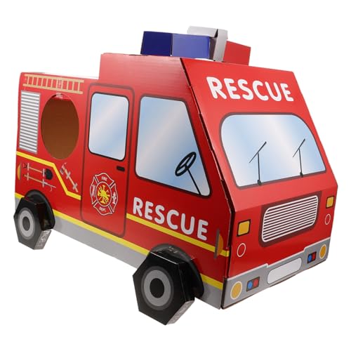 Kisangel Wearable Feuerwehrwagen Karton Leichtes DIY Bastelset Robust Stoßfest Kreatives Rollenspiel Kostüm für Fördert Fantasie und Familienzusammenhalt von Kisangel