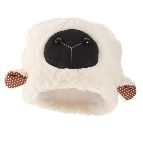 Kisangel Weiche Lammfell Mütze mit Schafsohren Plüsch Kostüm Accessoire Wärmende Tiermütze für Karneval Halloween und Fotografie Bequemes Langlebiges Cosplay Headgear für Damen und Herren von Kisangel