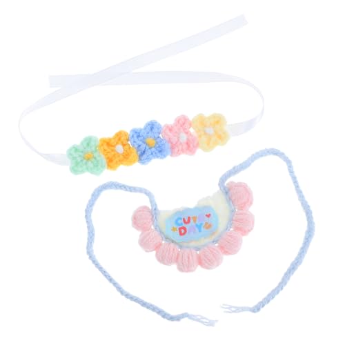 Kisangel Weiches Plüschspielzeug Outfit Mit Gestricktem Halstuch Und Blumen Haarband Für Babypuppen Kuscheltiere Sammlerstücke von Kisangel