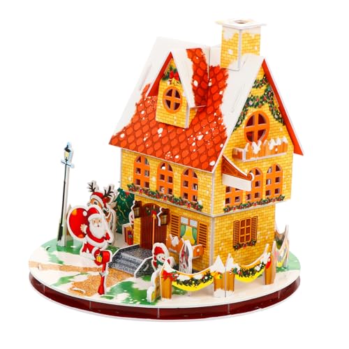 Kisangel Weihnachts Puzzle Haus DIY Weihnachtsdeko Kreatives Lernspiel Sicheres Material Kein Batteriebetrieb von Kisangel