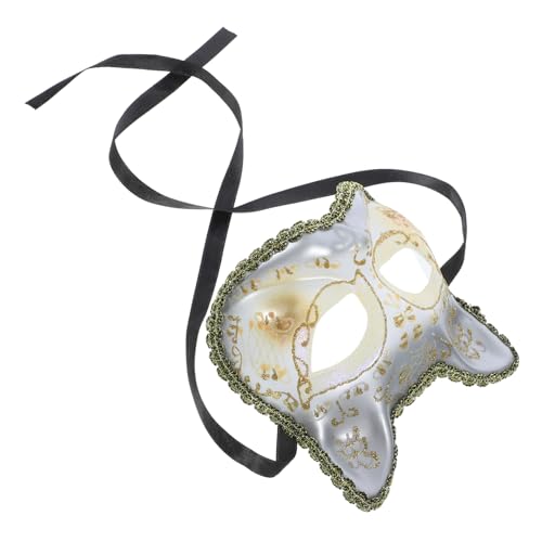 Kisangel Weiße Katzenmaske Halbgesichts Cosplay Maske für Halloween Party Bühne Karneval Verstellbar Komfortabel von Kisangel