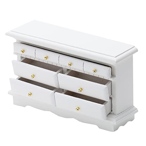 Kisangel Weiße Mini Europäischer Stil Puppenhaus Möbel Beweglicher Schrank mit Schlafzimmer Dekoration Kleines Haus Zubehör Ornament von Kisangel