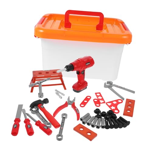 Kisangel Werkzeugkoffer Teiliges Set mit Elektrischem Bohrer Abs Robust Sicher Pädagogisches für Jungen und Mädchen Fördert Handwerkliche Fähigkeiten und Spielerisches Lernen von Kisangel