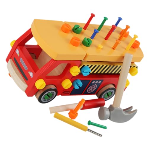 Kisangel Werkzeugsatz aus Holz Robustes Montessori Lernspielzeug Farbenfrohes Interaktives Konstruktionsspielzeug für Jungen und Mädchen Pädagogisches Set Kreativität und Intelligenz von Kisangel