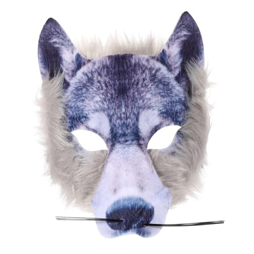 Kisangel Wolfsmaske Halloween geführt Halloweenkostüm Halloween gruselig Cosplay Abs spinnenfänger schlafmaske Party-Performance-Masken Halloween-Tiermaske Vliesstoff Grey von Kisangel