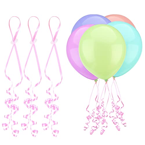 Ballonverschlüsse, Ballonverschlüsse mit Ballonband, Ballon-Bindewerkzeug, Ballonverschlüsse für Geburtstag, Babyparty, Hochzeitsfeier, Weihnachtsfeier (Rosa), 50 Stück von Kisbeibi