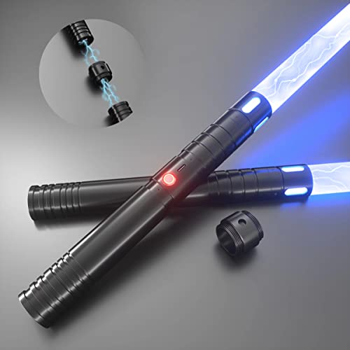 Kiseely Lichtschwert, 15 Farben Lichtschwert mit vibrierenden Metallgriffen, 2-in-1 LED-Lichtschwert mit 3 Sound-Modus, Metall-Hilts, Licht-Burst-Modus, wiederaufladbarer Akku (schwarz) von Kiseely