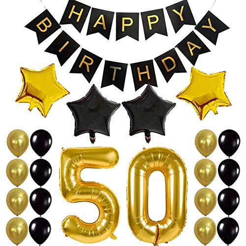 Kissmii 50. Geburtstags Feier Kit Alles Gute zum Geburtstag Ballon Banner Nummer 50" Luftballons Mylar Folie und Ballons ZubehöR Kissmii 50. Geburtstags Feier Kit Alles Gute zum Geburtstag Ballon Banner Nummer 50" Luftballons Mylar Folie und Ballons ZubehöR von Kissmii