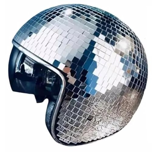 Kissmii Diskokugel-Helm, Glitzerspiegel, Glas, Punk-Kostümhut mit Einziehbarem Visier, Discokugel-Hut für Bar-DJ-Club-Zubehör Kissmii Diskokugel-Helm, Glitzerspiegel, Glas, Punk-Kostümhut mit Einziehbarem Visier, Discokugel-Hut für Bar-DJ-Club-Zubehör von Kissmii