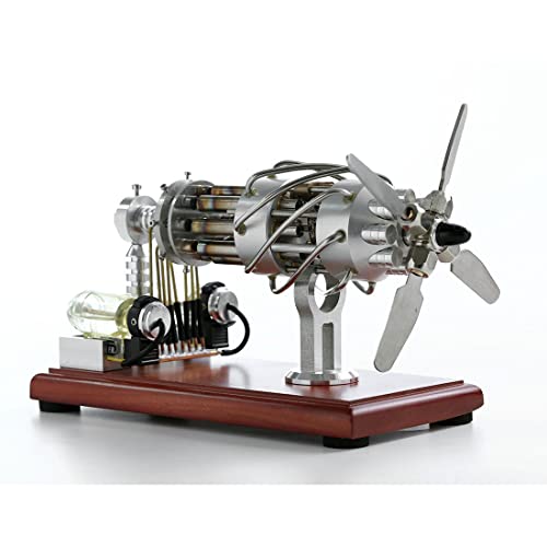 Kisss 16-Zylinder-Taumelscheiben-Heißluft-Stirlingmotor Modell Bausatz, DIY Experiment Lernspielzeug für Erwachsene Jugendliche Silber von Kisss