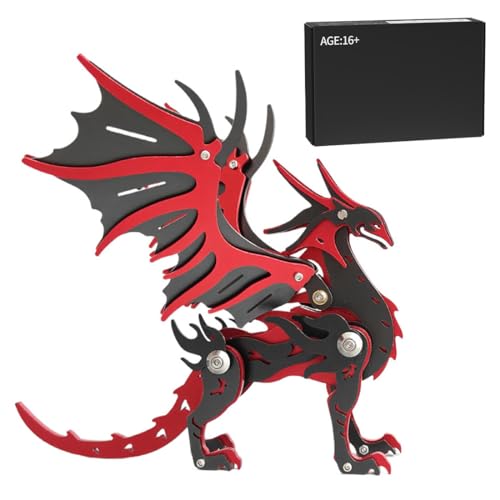 Kisss 3D Metall Puzzle für Erwachsene, 100+pcs Mechanische Drache 3D Puzzles Metall Zusammengebaut Tier Modell Kits, Steampunk Tier Metall Modell DIY 3D Puzzles DIY STEM Spielzeug (Schwarz) von Kisss