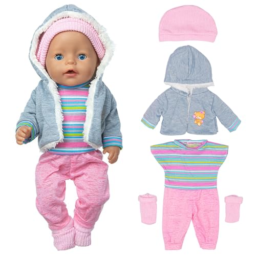 Kisvic Puppenkleidung für Baby Puppen, Baby Kleidung 36cm-43cm mit Mantel Bluse Hosen Hut und Socken, Geschenke für Mädchen Kisvic Puppenkleidung für Baby Puppen, Baby Kleidung 36cm-43cm mit Mantel Bluse Hosen Hut und Socken, Geschenke für Mädchen von Kisvic