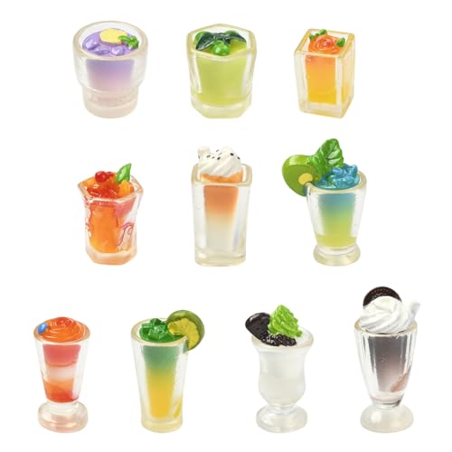KitBeads 20 Stück 10 Stile Sommer Trinkgläser Figuren Harz Miniatur Eistee Flasche Becher für DIY Dolihouse Feengarten Mikro-Landschaftsdekoration von KitBeads