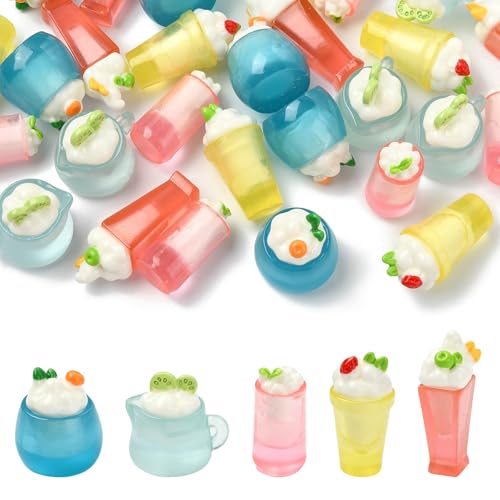 KitBeads 30 Stück Mini-Creme-Getränke-Gläser, Figuren, Harz, Miniatur-Eisflaschen-Becher für Heimwerker, Dolihouse, Feengarten, Mikro-Landschafts-Display-Dekoration von KitBeads