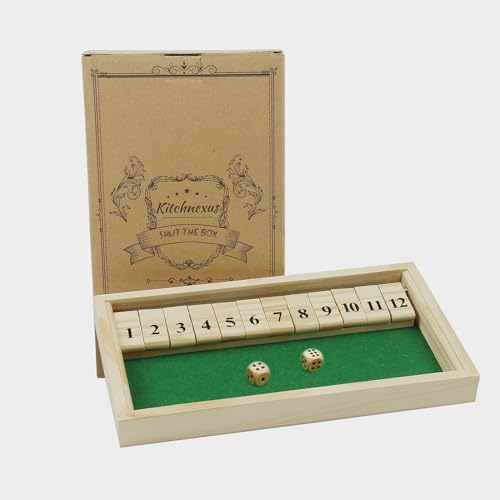 Kitchnexus Deluxe 2-Spieler Shut The Box Würfelspiel Holz Tisch Spiel Klassisch Würfelspiel Board Spielzeug (Grün) von Kitchnexus