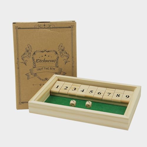 Kitchnexus Deluxe 2-Spieler Shut The Box 9er Würfelspiel Holz Tisch Spiel Klassisch Würfelspiel Board Spielzeug (Grün) von Kitchnexus