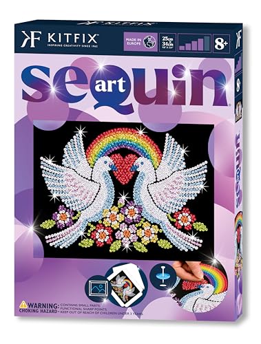 Kitfix - Sequin Art Purple - Tauben der Hoffnung - Paillettenbild - 27 x 36 cm - Bastelset für Kinder, Jugendliche und Erwachsene ab 8+ - 2101 Kitfix - Sequin Art Purple - Tauben der Hoffnung - Paillettenbild - 27 x 36 cm - Bastelset für Kinder, Jugendliche und Erwachsene ab 8+ - 2101 von Kitfix