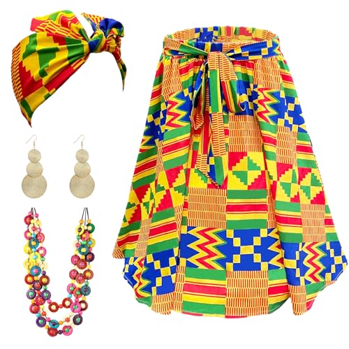 Afrikanische Kleider für Damen, afrikanische Kleidung, traditionelles Kostüm, schwarze Geschichte, Monatsdekoration, Kopftuch, 4 Stück Afrikanische Kleider für Damen, afrikanische Kleidung, traditionelles Kostüm, schwarze Geschichte, Monatsdekoration, Kopftuch, 4 Stück von Kitimi