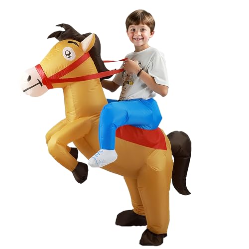 Aufblasbares Kinderkostüm für Pferde, Cartoon-aufblasbares Pferde-Kostüm, Kinder-Kostüm, kreatives Aufsitz-Outfit für Halloween, Karneval, Weihnachten, Schulaufführungen, Cosplay von Kitimi