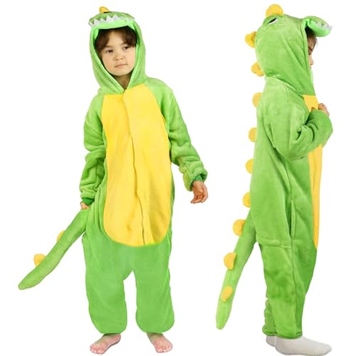 Dino Onesie Kinder Dinosaurier Kostüm Pyjamas Schlafanzug Jumpsuit mit Kapuze- Tier Schlafoverall Kleidung Outfit Drachen Flanell Sleepwear Overall für Mädchen Jungen Halloween Karneval Cosplay Party Dino Onesie Kinder Dinosaurier Kostüm Pyjamas Schlafanzug Jumpsuit mit Kapuze- Tier Schlafoverall Kleidung Outfit Drachen Flanell Sleepwear Overall für Mädchen Jungen Halloween Karneval Cosplay Party von Kitimi