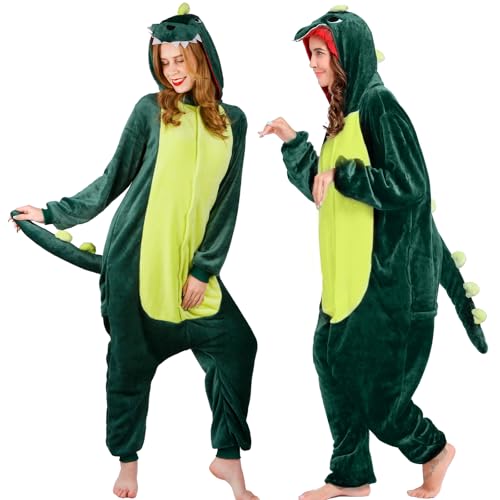 Erwachsene Dinosaurier Onesie Kostüm Einteiler Schlafanzug Jumpsuit- Tier Pyjama Dino Schlafoverall Plüsch Sleepwear Overall für Damen Herren Cosplay Verkleidung Karneval Halloween Fasching Kostüm Erwachsene Dinosaurier Onesie Kostüm Einteiler Schlafanzug Jumpsuit- Tier Pyjama Dino Schlafoverall Plüsch Sleepwear Overall für Damen Herren Cosplay Verkleidung Karneval Halloween Fasching Kostüm von Kitimi