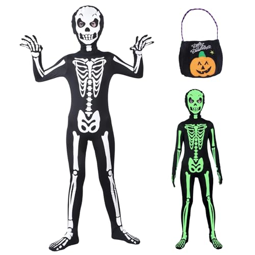 Kinder Skelett Kostüm Leuchtend, Halloween Kinderkostüm von 5-11 Jahre für Verkleidung Karneval Mottoparty Kinder Skelett Kostüm Leuchtend, Halloween Kinderkostüm von 5-11 Jahre für Verkleidung Karneval Mottoparty von Kitimi
