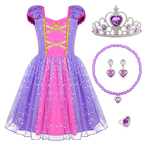 Kitimi Rapunzel Kostüm Kinder Prinzessin Kleid Mädchen mit Krone/Kette/Ohrringe/Ring, Faschingskostüme Kinder Glitzer Kleid für 3 4 5 6 7 8 Jahre Geburtstag, Karneval, Halloween, Weihnachten (120) Kitimi Rapunzel Kostüm Kinder Prinzessin Kleid Mädchen mit Krone/Kette/Ohrringe/Ring, Faschingskostüme Kinder Glitzer Kleid für 3 4 5 6 7 8 Jahre Geburtstag, Karneval, Halloween, Weihnachten (120) von Kitimi