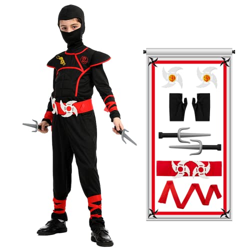 Ninja Kostüm Kinder, 13 Stück Anime Cosplay für Jungen Mädchen, Ninja Cosplay Zubehör Set mit Handschuhen Darts Bajonett, Halloween Kostüm Kinder Junge Mädchen, Cosplay Kostüm für Karneval Halloween Ninja Kostüm Kinder, 13 Stück Anime Cosplay für Jungen Mädchen, Ninja Cosplay Zubehör Set mit Handschuhen Darts Bajonett, Halloween Kostüm Kinder Junge Mädchen, Cosplay Kostüm für Karneval Halloween von Kitimi