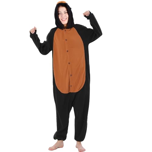 black l Onesie Kostüm Schlafanzug, Onesie Kostüm Erwachsene mit Kapuze, Tier Jumpsuit Kostüm Erwachsene Cosplay Karneval Halloween Pyjama Weihnachten Party kuschelig Schlafanzüge für Herren Damen black l Onesie Kostüm Schlafanzug, Onesie Kostüm Erwachsene mit Kapuze, Tier Jumpsuit Kostüm Erwachsene Cosplay Karneval Halloween Pyjama Weihnachten Party kuschelig Schlafanzüge für Herren Damen von Kitimi