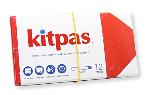 Kitpas Crayon Medium 12 Farben – helle, kräftige Buntstifte für fast jede Oberfläche einschließlich Papier, Glas und Spiegel von Kitpas