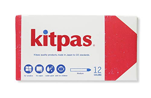 Kitpas Crayon Medium 12 Farben – helle, kräftige Buntstifte für fast jede Oberfläche, einschließlich Papier, Glas und Spiegel von Kitpas