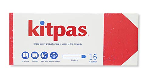 Kitpas Buntstifte, mittelgroß, 16 Farben – leuchtende, kräftige Buntstifte für fast jede Oberfläche einschließlich Papier, Glas und Spiegel. von Kitpas