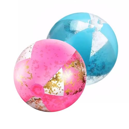 Aufblasbare Glitter Wasserbälle,Glitter Ball,Aufblasbare Klare Sport Beach Balls,Aufblasbarer Ball Glitzer für Sommeraktivitäten im Freien,Wasserspiele,Schwimmbad-Strandparty,2 Stück von Kiuiom