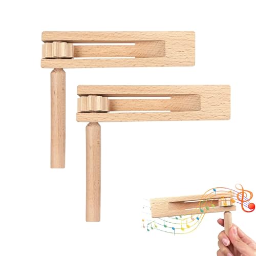 Holz Spinning Ratsche,Holzratsche Geräusche Maker,Musikinstrument für Kinder 2PC Ratsche Holz,Krachmacher für Kinder Sportveranstaltungen Spiele Parteien von Kiuiom