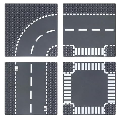Kiuiom 6 Stück Klassischer Baustein Grundplatte,Straße Gebäude Grundplatte Spielzeug,Städte Straßenplatten,Gerade Strassen Platte,Kompatibel Mit Meisten Marken,25.5 * 25.5CM,Grau von Kiuiom