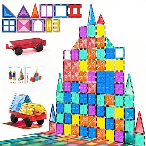 Magnetbausteine,Magnetische Fliesen,Magnete Kinder Stärker,Magnetische Bausteine,Magnet Spielzeug für Geschenk,Lernen Sensorische Montessori Spielzeug für 3+Jahre alte Jungen und Mädchen von Kiuiom