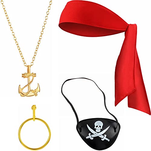 Kiwochy 4 Stück Piraten Kostüm zubehör Set Damen Creolen Piraten Auge Patches Roter Piraten Kopftuch Gold Vintage Piraten Halskette Piraten Kapitän Dress Up Set für Halloween Deko Piratenparty Kiwochy 4 Stück Piraten Kostüm zubehör Set Damen Creolen Piraten Auge Patches Roter Piraten Kopftuch Gold Vintage Piraten Halskette Piraten Kapitän Dress Up Set für Halloween Deko Piratenparty von Kiwochy