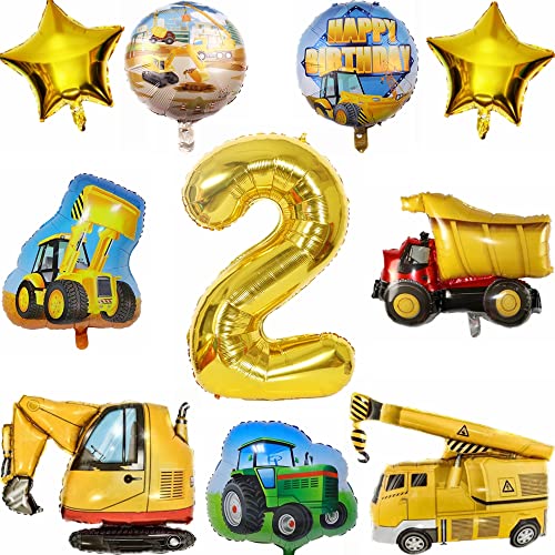 Kiwochy Bagger Geburtstag Deko 2 Jahre Traktor 2 Jahre Junge Deko 2 Geburtstag Junge Trecker Traktor Luftballon Baustelle Geburtstag Party Deko Truck Happy Birthday Folienballons für Junge Bagger Deko von Kiwochy