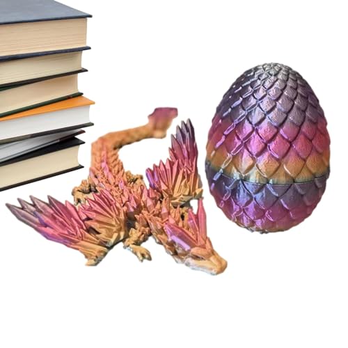 3D-gedruckter Drache im Ei, beweglicher Drache, Kristall-Drachenei, voll bewegliche Dracheneier mit Drachen im Inneren, flexible Gelenke, Drachen-Zappelspielzeug, Chefschreibtischspielzeug, Geschenk von Kixolazr